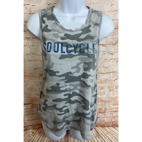 Womens Soulcycle Camouflage Muscle Tank Top Sz XS Grey Blue Graphic Print Camo - Picture 3 of 9